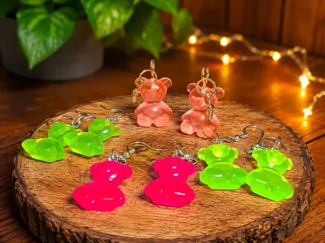 Glow-in-the-dark bear earrings