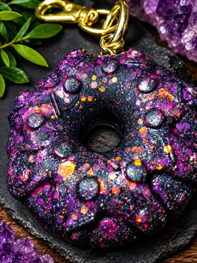 Galaxy glow donut keychain