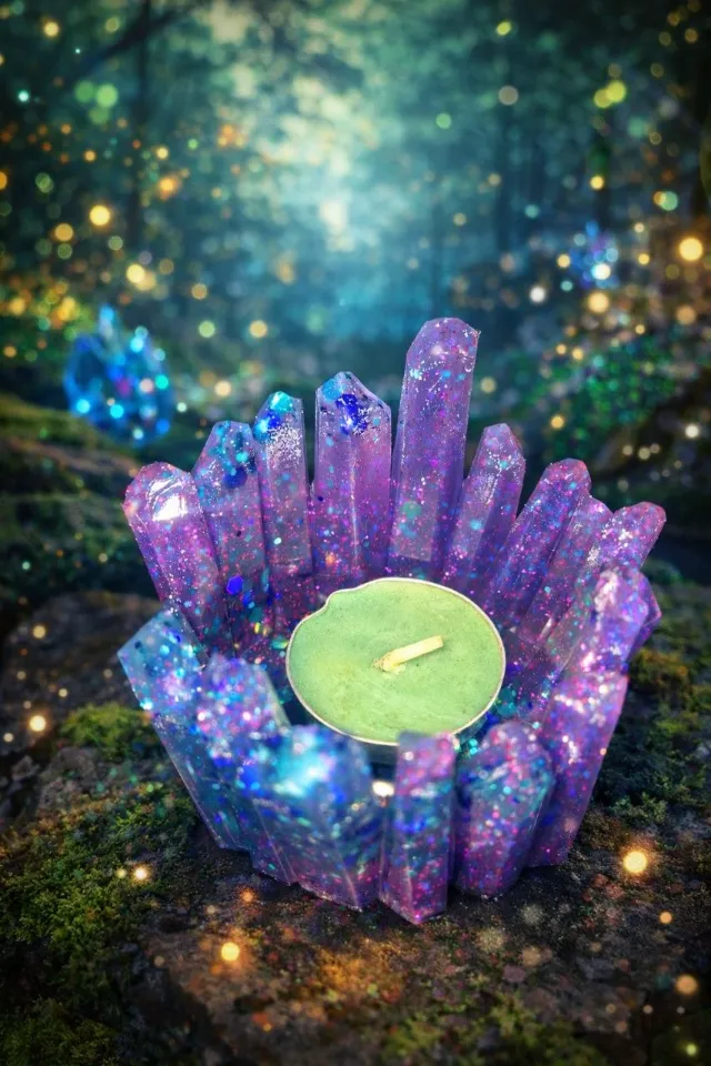 Crystal resin tealight holder