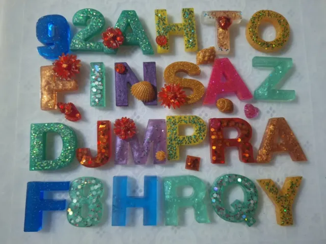 A full alphabet of glitter resin letters